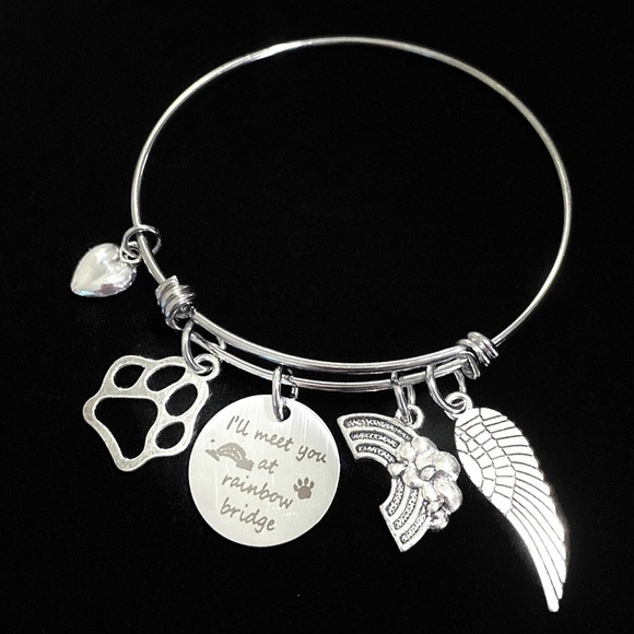 Pet Memorial Bracelet I’ll Meet You at Rainbow Bridge May Be Personalized - Picture 3 of 7